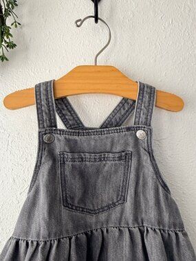 H&M Toddler Girl Gray Denim Overall Dress Size 18 Months
